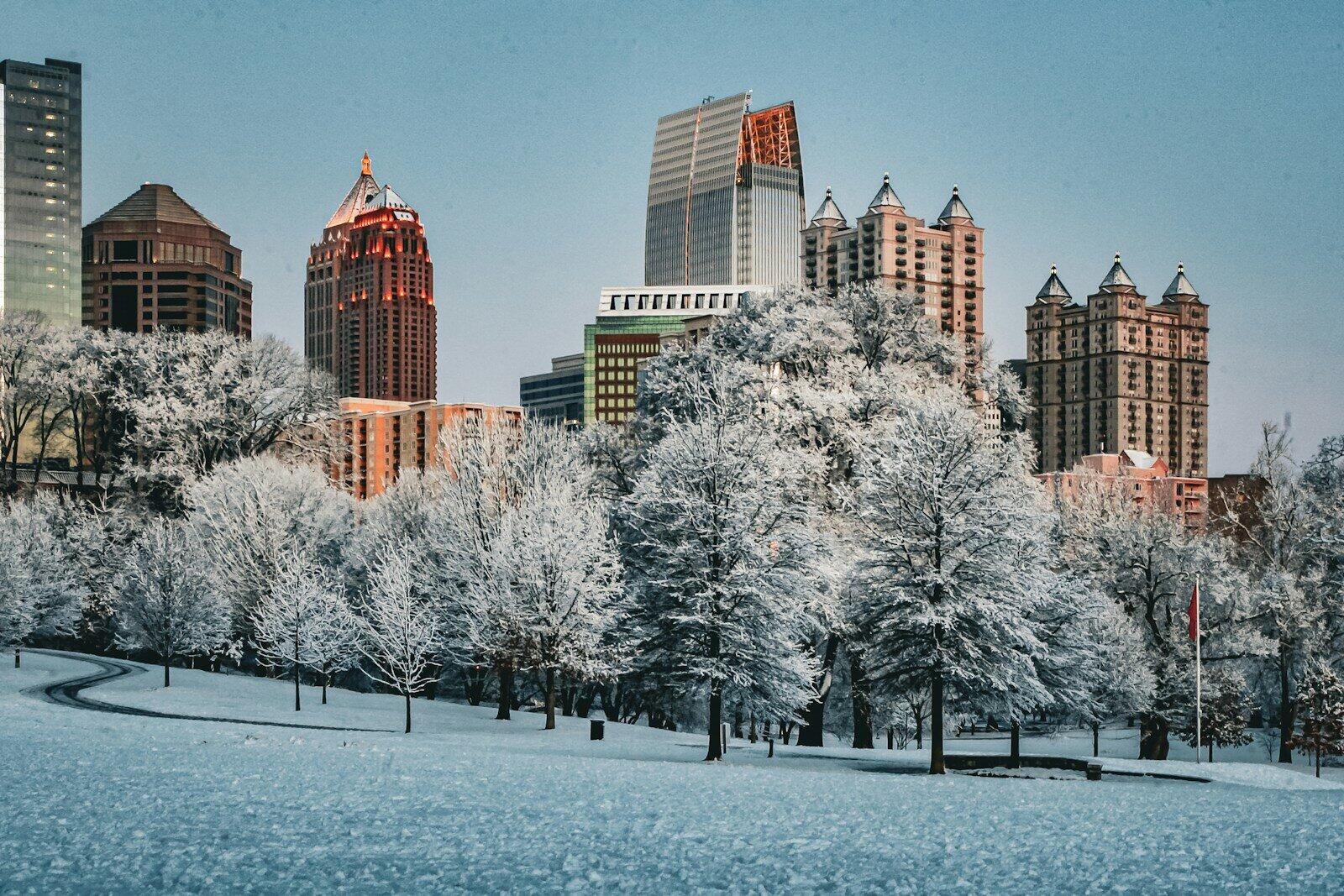 View of Atlanta with tall buildings in the background