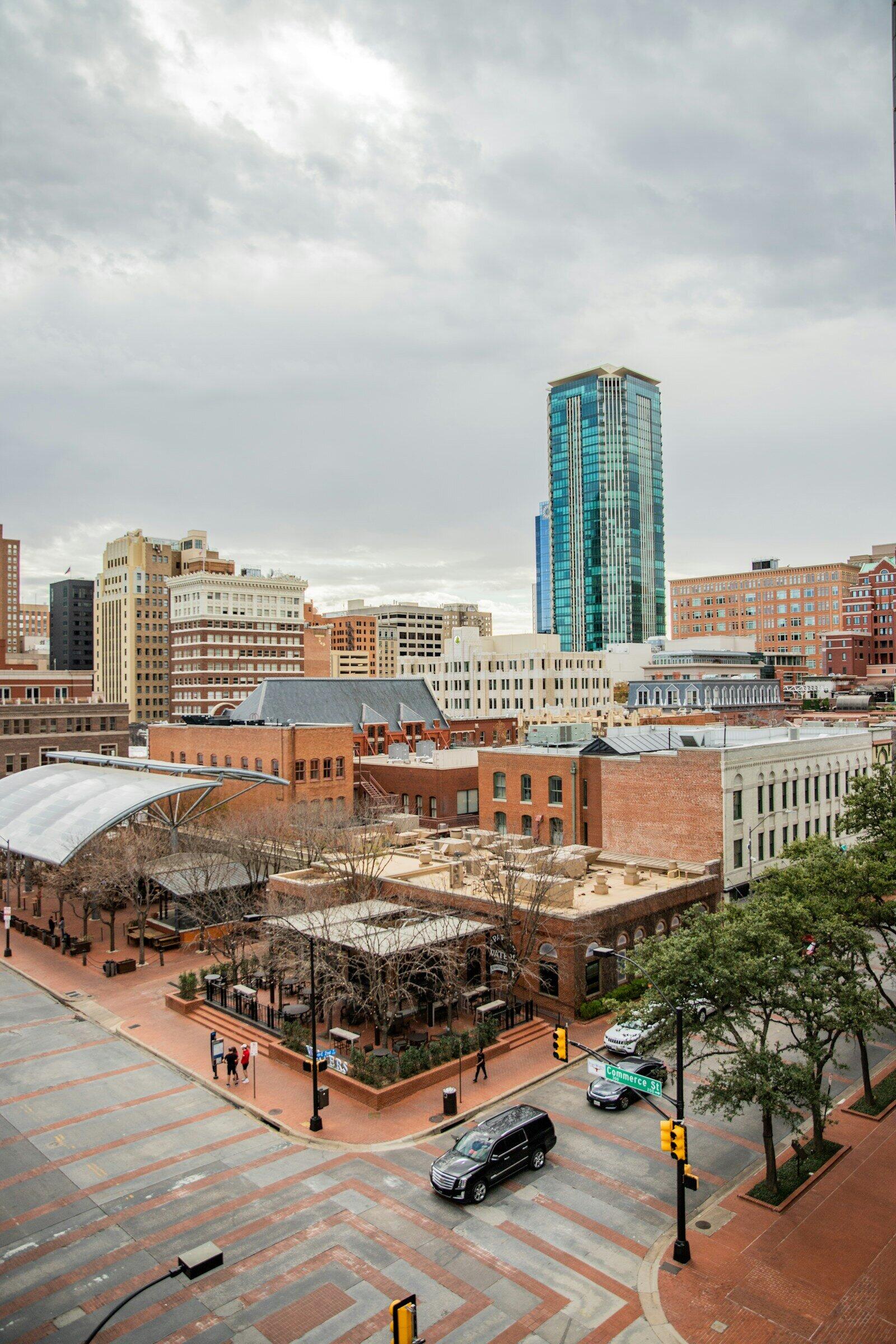 View of downtown Fort Worth, Texas with tall buildings